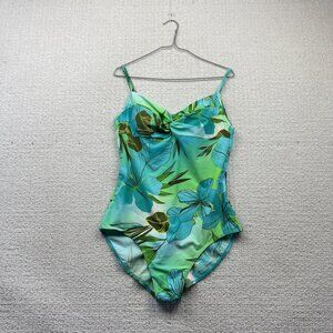 Christina Swimsuit Wom Sz 18L One Piece Swimming Floral Tropical Sequins Details